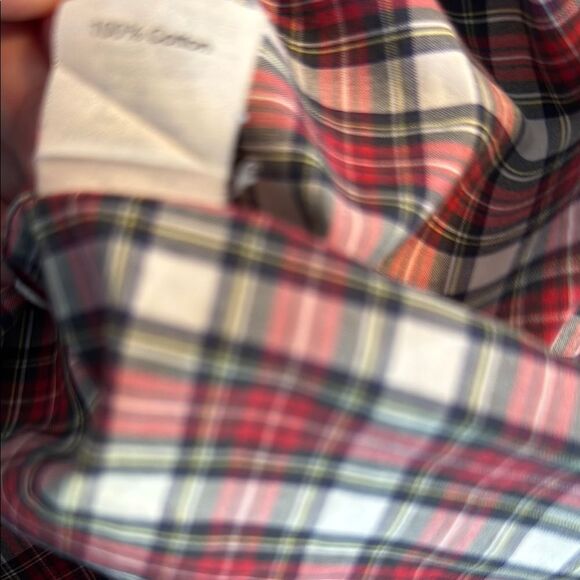 J. CREW Red White Tartan Plaid Casual Button Down Shirt Holiday Men's Small - Picture 4 of 5